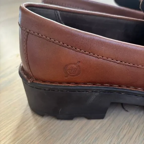 Like New Worn Once Born Brown Carrera Leather Penny Loafers - Picture 8 of 9
